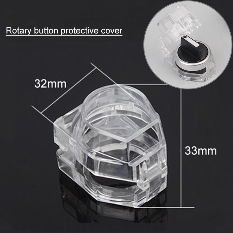 22mm button protective cover transparent square knob switch protective cover flat button reset button high button: Rotary button