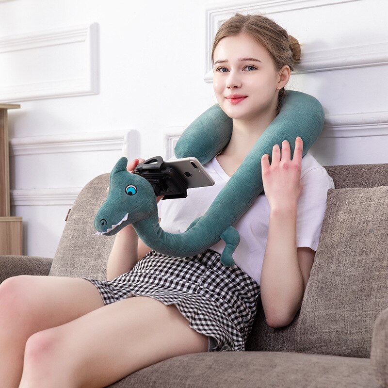 Håndfri flamingo enhjørning nakkepude telefonholder stativ multibrug rejse bil sofa u form nakkepude doven telefonholder