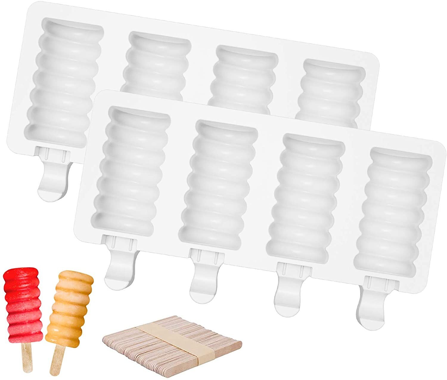 4-Cavity Popsicle Mold 2Pcs Ijs Maken Tool Set Diy Bakvorm Popsicle Cakevorm Te schoon Candy Bar