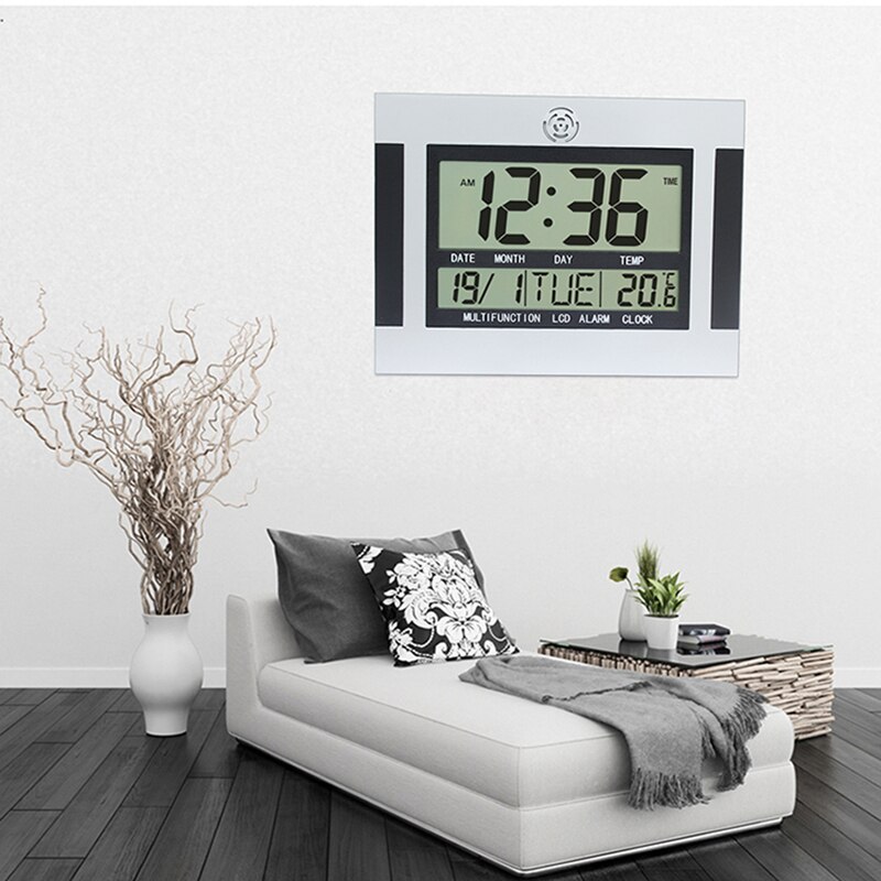 Large LCD Digital Wall Clock Table kitchen Watch horloge Mural wandklok Electronic Desk Nixie Alarm Clock Temperature Calendar