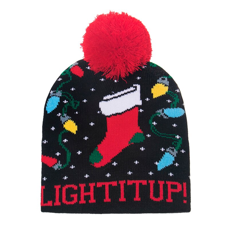 Rævmor rød santa claus snemand pompon strikket beanie caps vinter hat til børn børn drenge jul: D
