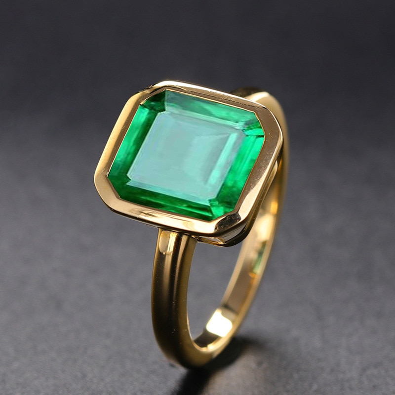 Retro Quadrat Grüne Stein AAA CZ Gold Gefüllt Ring vintage Hochzeit Engagement Schmuck Zirkonia