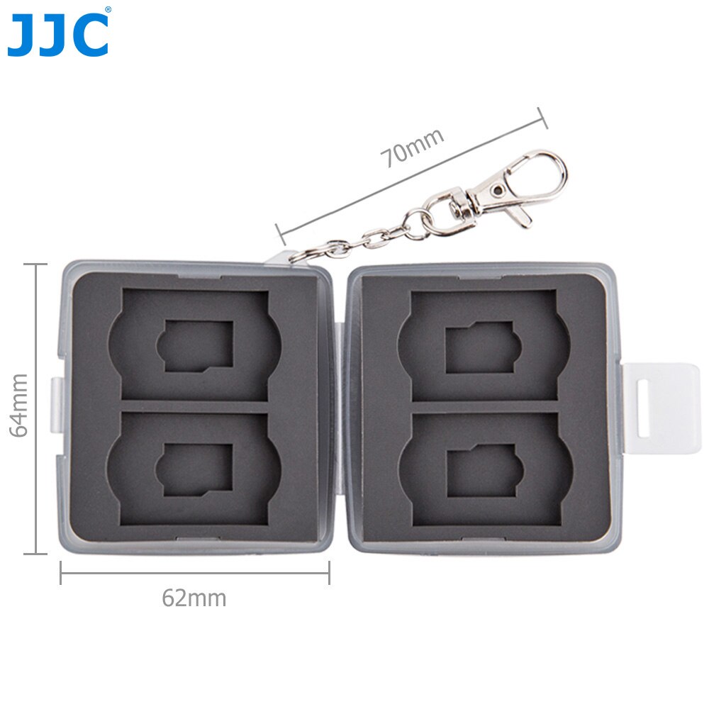 JJC SD MicroSD Card Case With Metal Carabiner Waterproof Memory Card Box Holder for 4 SD SDXC SDHC + 4 MSD Micro SD TF Cards