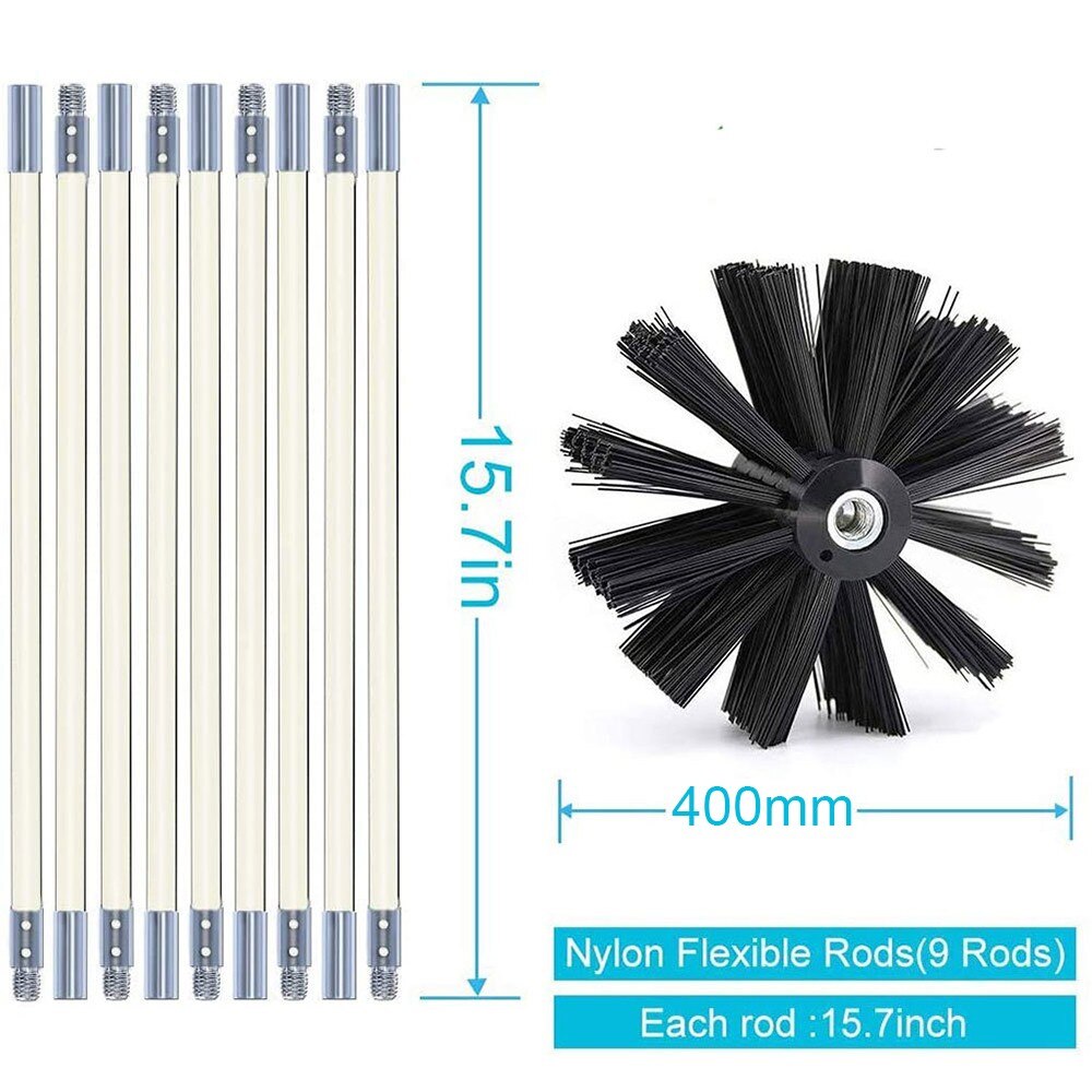 1 * Schoorsteen Borstel 9 * Rod Kit Flexibele Rookkanaal Borstel Staven Sweep Roet Set Voor Haard Schoorsteen Huishoudelijke Schoonmaakmiddelen gereedschap Accessoires