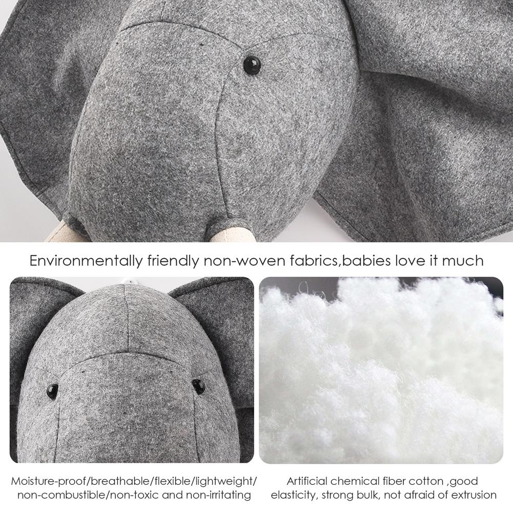 Interessante cartone animato 3D testa di elefante design peluche a parete per arredamento telecamera da letto per bambini eco amichevole