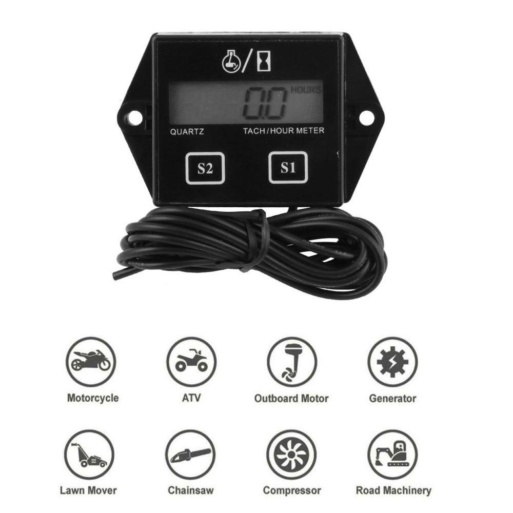 Digital RPM Tach Hour Meter Tachometer Gauge For Motorcycle Dirt Bike 2/4 Stroke Motorcycle timer digital hourly tachometer