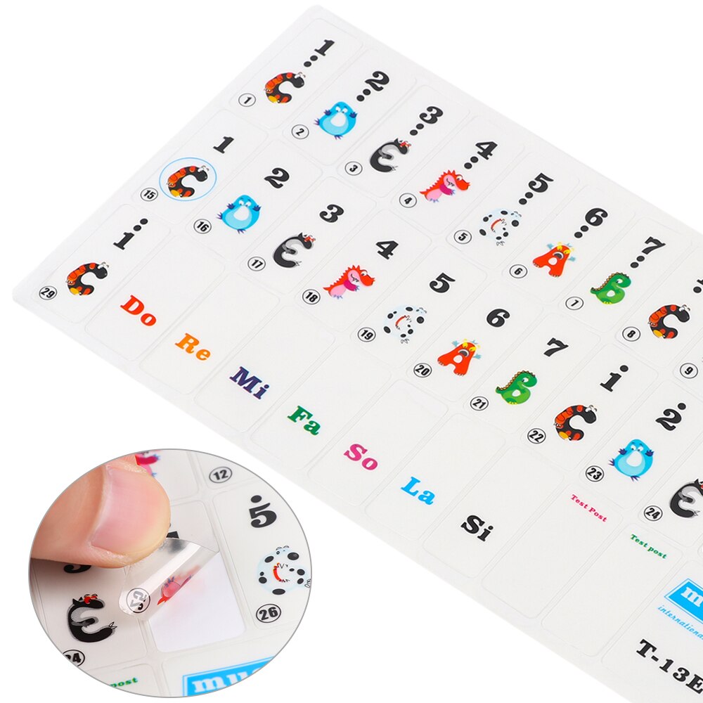 1 Sheet 49/61-key Electronic Piano Keyboard Spectrum PVC Stickers Detachable Music Symbol Decals Notes Piano Keyboard Stickers