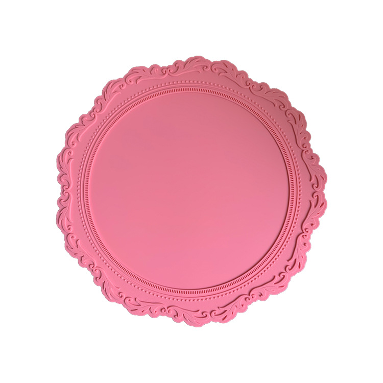 Almohadilla aislante resistente a altas temperaturas, tapete de silicona resistente al calor para mesa de comedor, tapete grueso para el hogar, tapete para tazas, cuenco y plato: Rosa