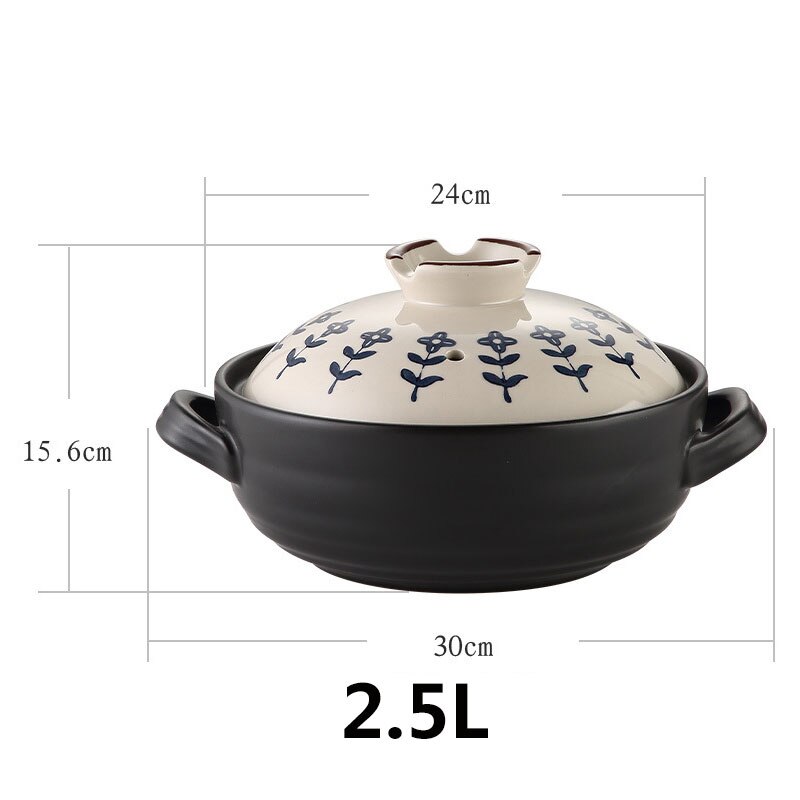 Japanese Soup Pot Crock Pots Casserole Ceramic Rice Noodle Saucepan High Temperature Resistant Cooking Pan For Gas Stove Kitchen: 2.5L B