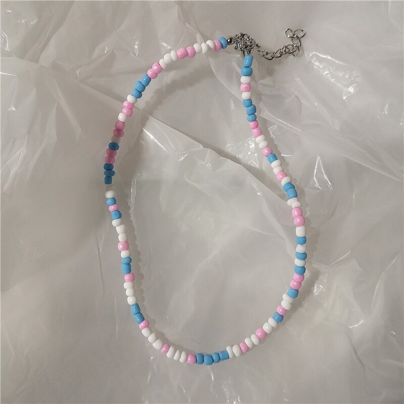 2022 new goth candy color pink pearl peach heart beaded necklace for female harajuku cute egirl party  y2k jewelry accessories: 8
