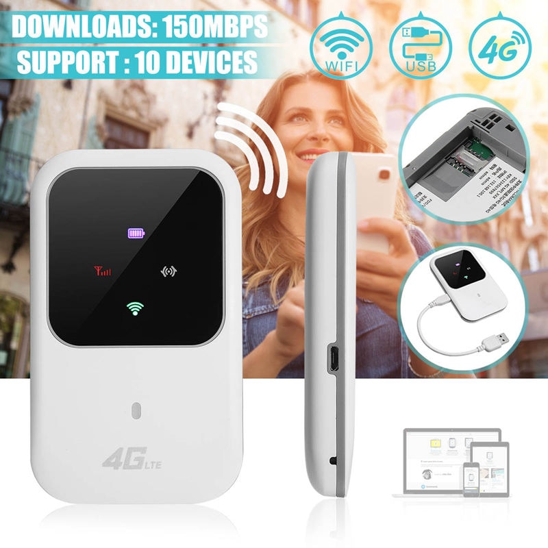 M80 Portable Hotspot 4G Lte Wireless Mobile Router Wifi Modem 150Mbps 2.4G Wifi Box Data Terminal Box Wifi For Car Home Mobile