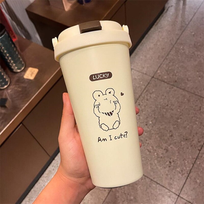 High-End Zakelijke Koffie Cup 304 Rvs Thermos Beker 500Ml Anti-Val Milieuvriendelijke Drinkware Mannen Vrouwen stro Type J318: 1