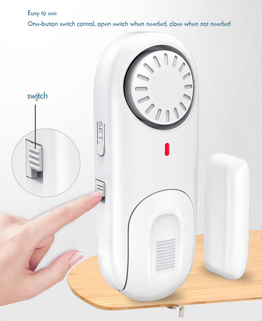 Dörr- och fönsterlarm för hemmet trådlöst larm säkerhetssystem magnetisk larmsensor, högt 120 db, 4 lägen, dörrklockapåminnelse