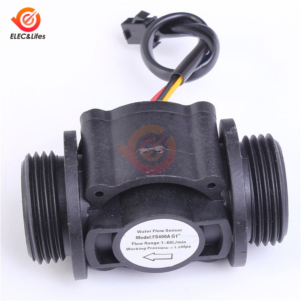 DN25 Water Level Sensor Switch Liquid Flow Meter Counter Vertical/Horizontal Hall Flow sensor FS400A G1&#39;&#39; DC 5-24V 1-60L / min