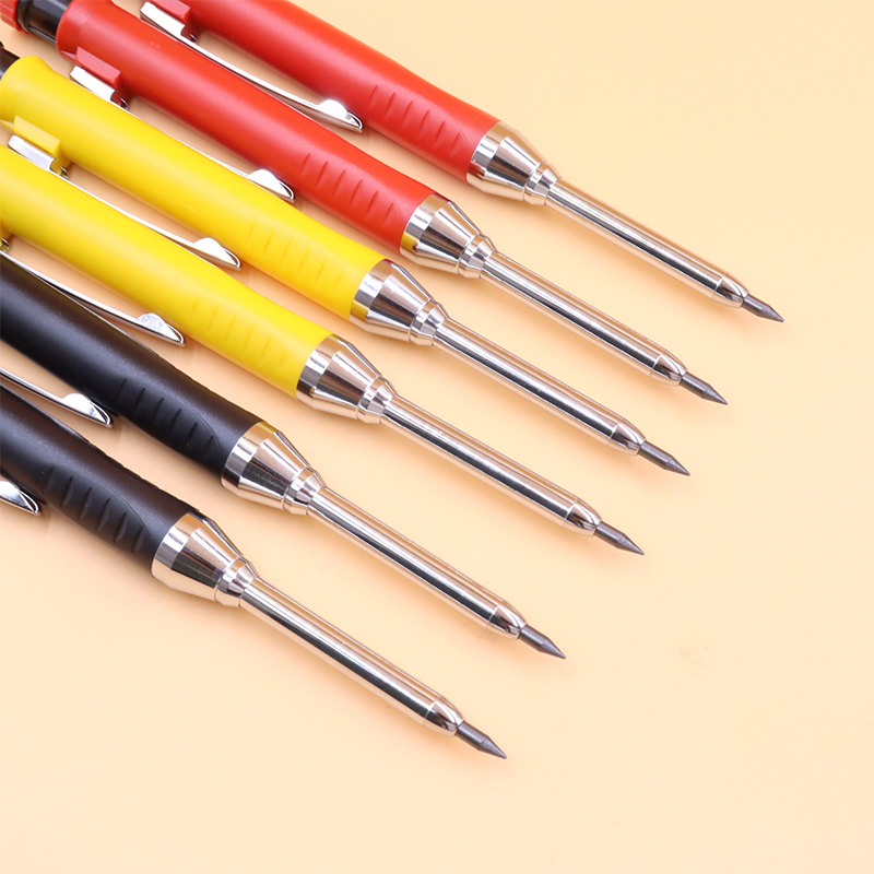 Lápiz de carpintero sólido para carpintería, mecánico, 3 colores, recarga de marcado de construcción, sacapuntas incorporado de plomo