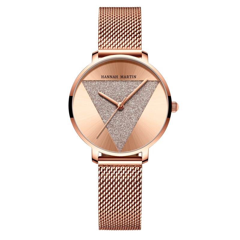 Reloj HM-1332 de acero inoxidable con correa de malla para mujer, cronógrafo de estilo japonés, resistente al agua