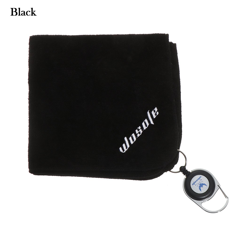 1PC Pure Color Towel Microfiber Cotton Golf Towel With Carabiner Hook Cleans Clubs Golf Towel Hands Cleaning Towels 30*50cm: Black 30x30cm