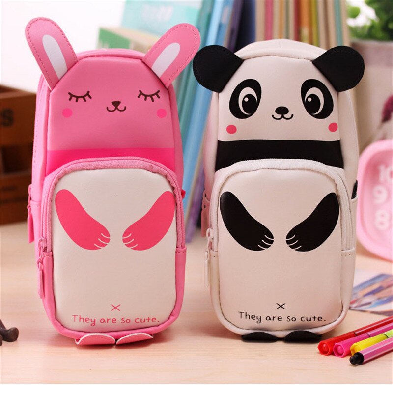Leuke Panda Grote Capaciteit Pen Etui Pen Box School Briefpapier Make-Up Cases Cosmetische Tas Rits Etui Opslag Supply
