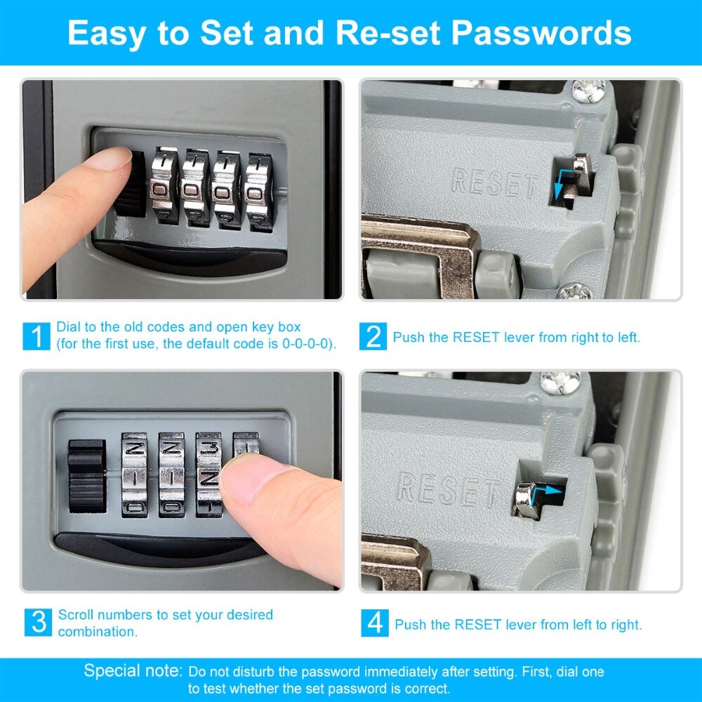 Retekess T14A Safe Key Box Wall Mounted 4 Password Keys Combination Lock Alloy Storage Store Key Storage Organizer Boxes