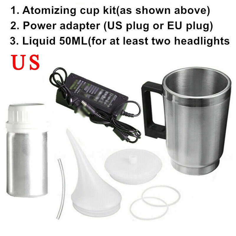 Universal Headlight Polishing Cup Car Headlight Lens Repair Tool Restoration Heating Atomization Cup Cleaning Restore Kit