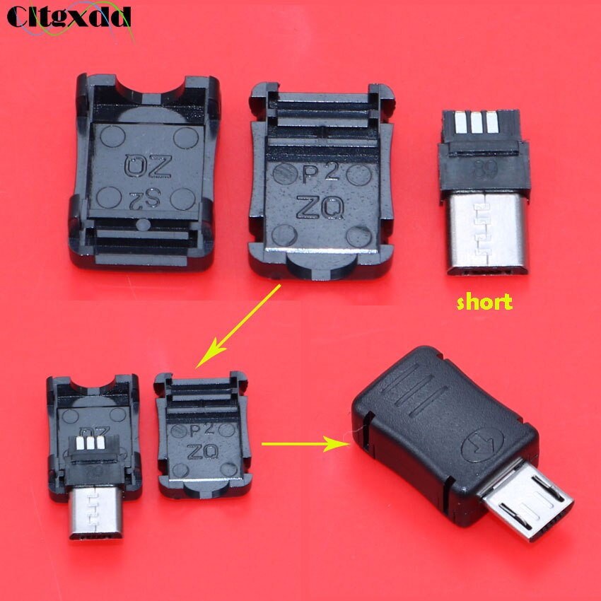 cltgxdd 1pcs Micro USB 5 pin Male plug connector Long / Short / Bent V8 port welding Data OTG line interface DIY data cable: Short