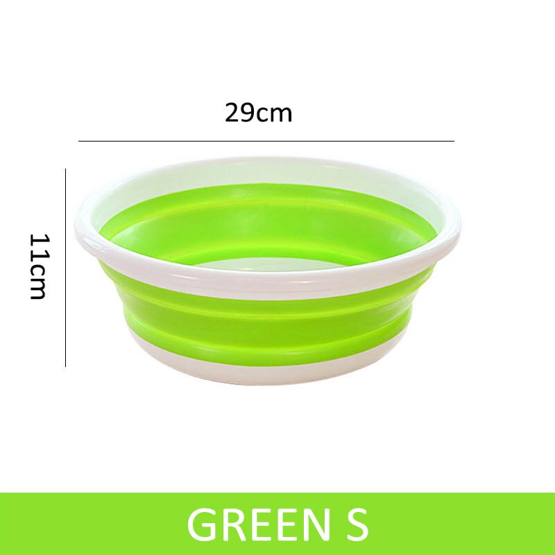 1 stk. sammenklappelige bassiner bærbar vegetabilsk frugtbassin bilvaskeværktøj husholdningsrengøringsforsyninger højkapacitets foldespand: Grøn s