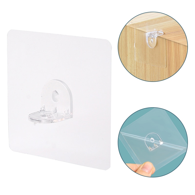 Transparent Strong Self Adhesive Door Wall Hanger Support Shelf Right Angle Support Paste Screw Hook Hanger For Kitchen Bathroom