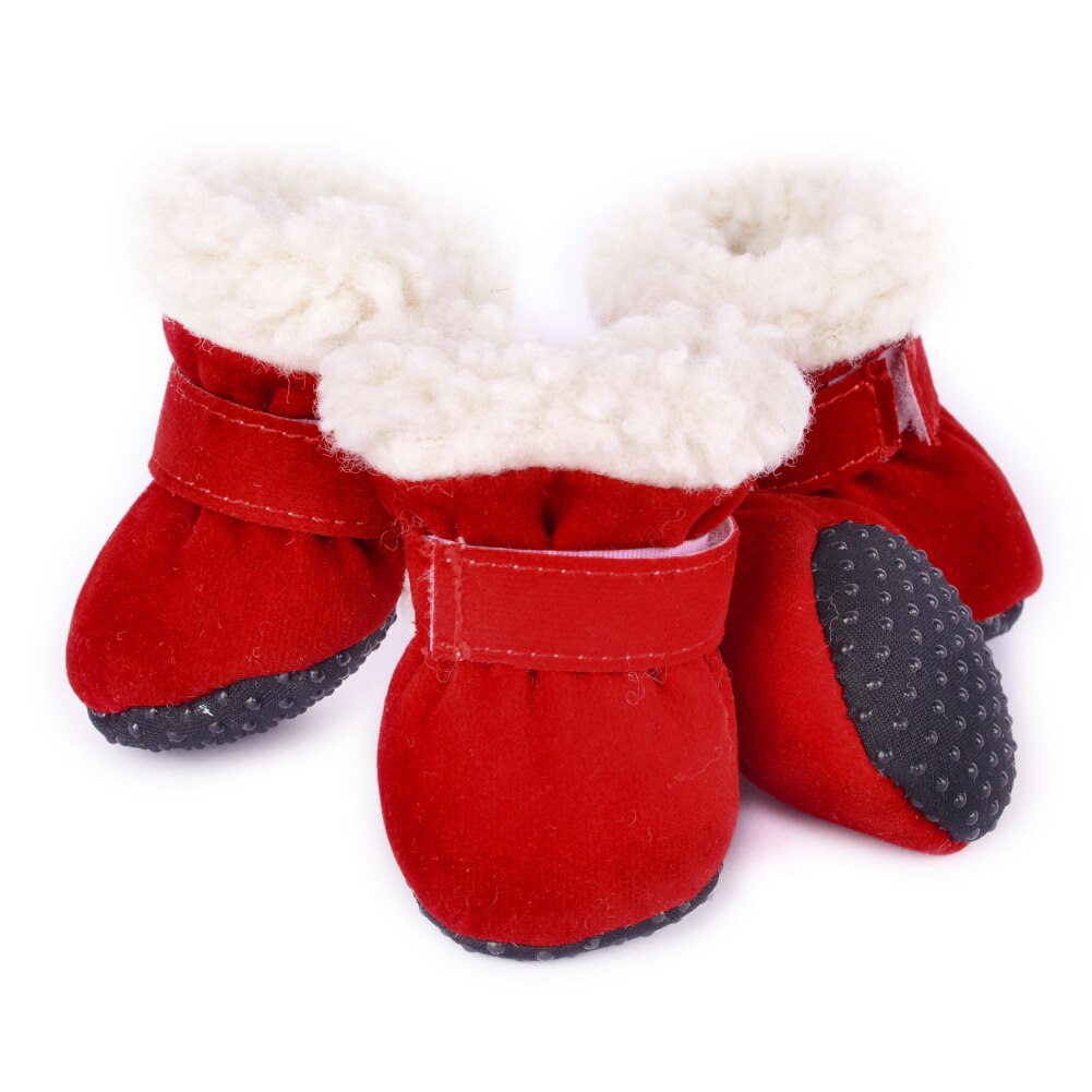 4Pcs Winter Pet Dog Shoes Anti-slip Snow Boots Thick Warm Cat Puppy Shoes Socks Boots for Chihuahua Yorkshire: R / L