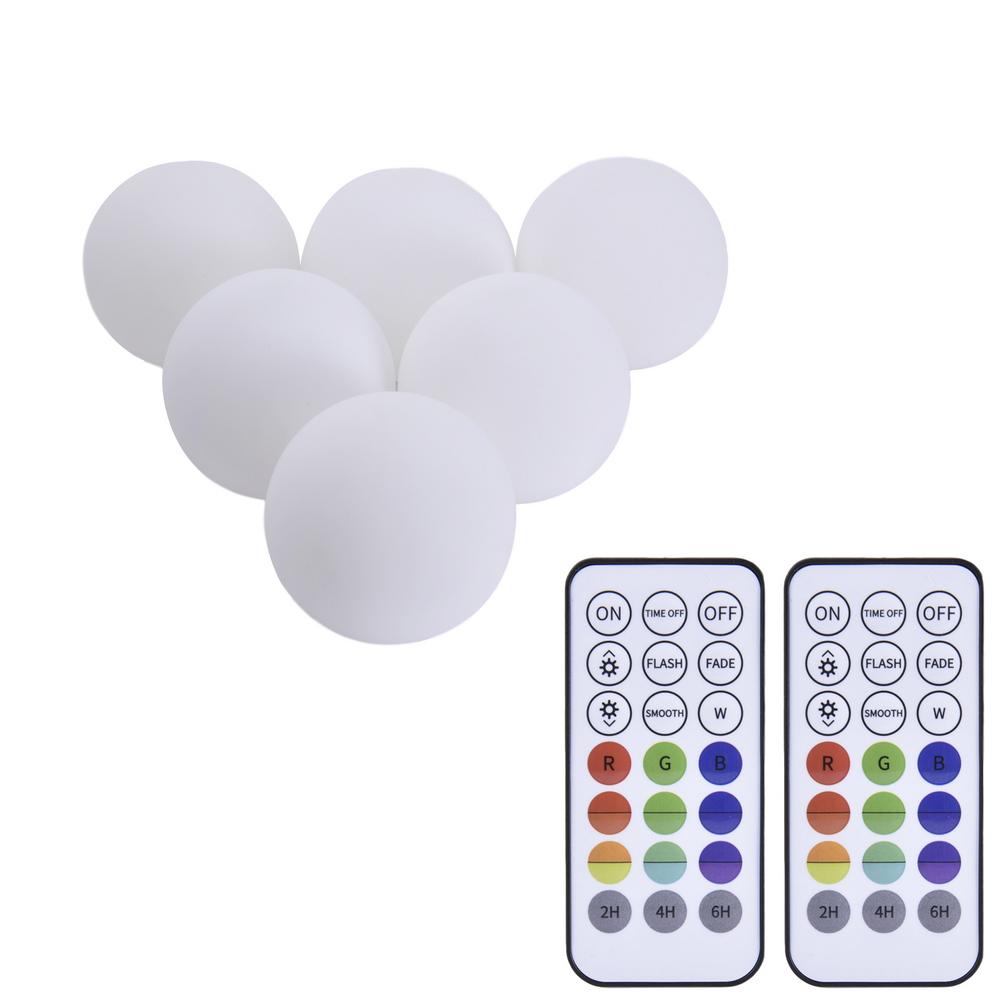 Ip67 waterdichte drijvende led zwembadlichtballen in 16 kleuren, decoratieve kerstlantaarn met rf-afstandsbediening voor zwembad: 6 lampen