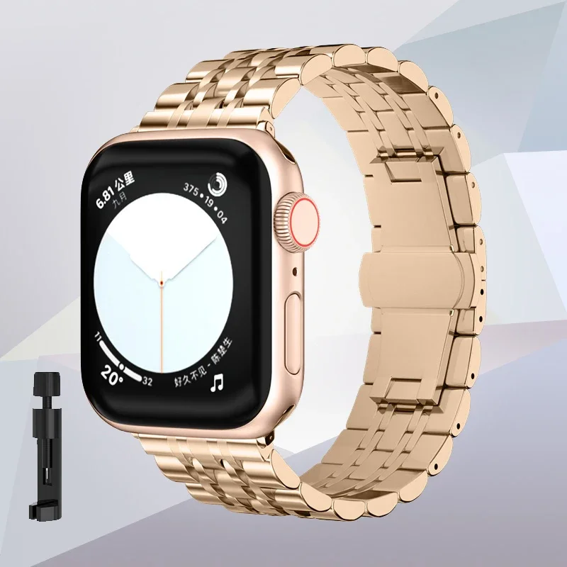 Metal Compatible Strap for Apple Watch Band 49mm 44mm 45mm 41mm 40mm Stainless Steel Bracelet iWatch Series 9 8 7 6 5 Ultra 2 SE