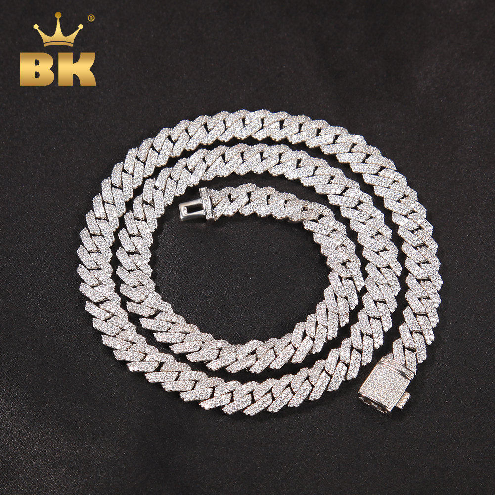 THE BLING KING 10mm Cuban Link Choker Micro Paved Two-Tone Cubic Zirconia White Pink Prong Bracelet Necklace Hiphop Jewelry