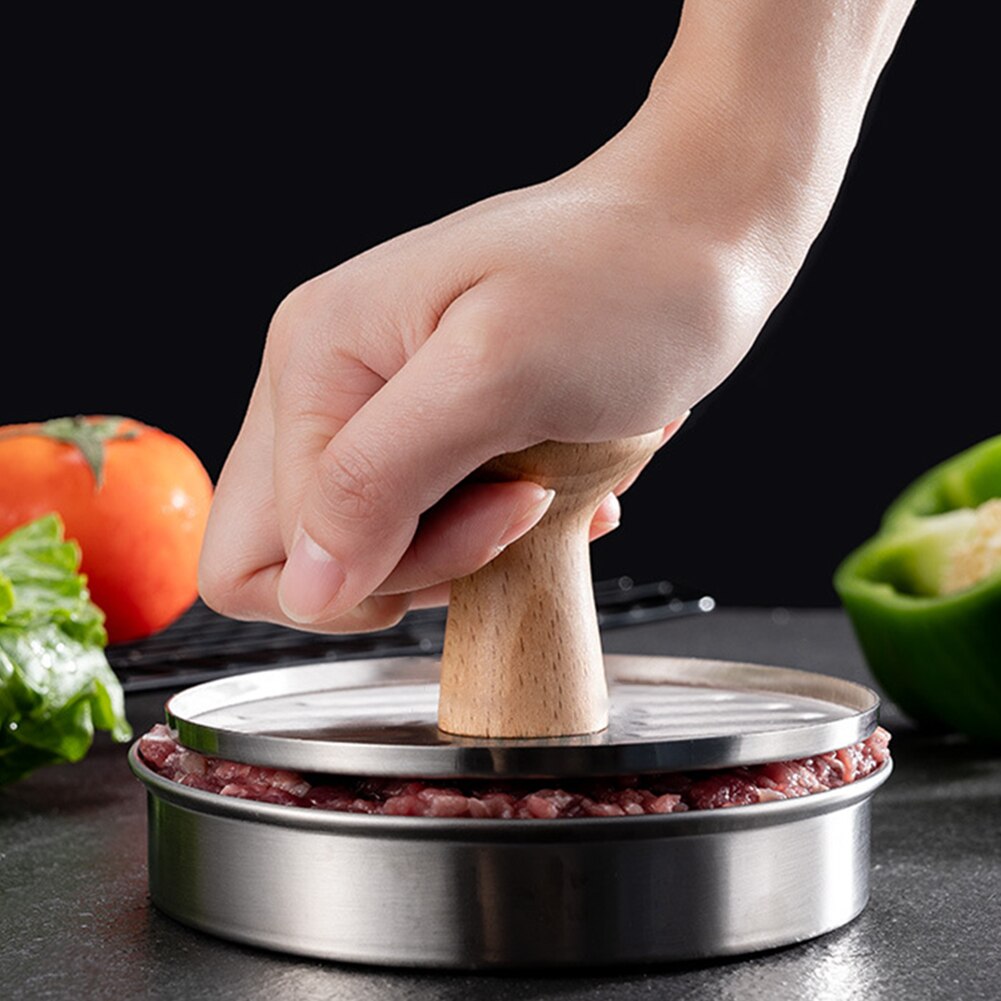 Hamburger Pers Diy Restaurant Keuken Tool Patty Maker Vlees Vulling Rundvlees Makkelijk Schoon Draagbare Roestvrij Staal Handmatige Ronde Vorm