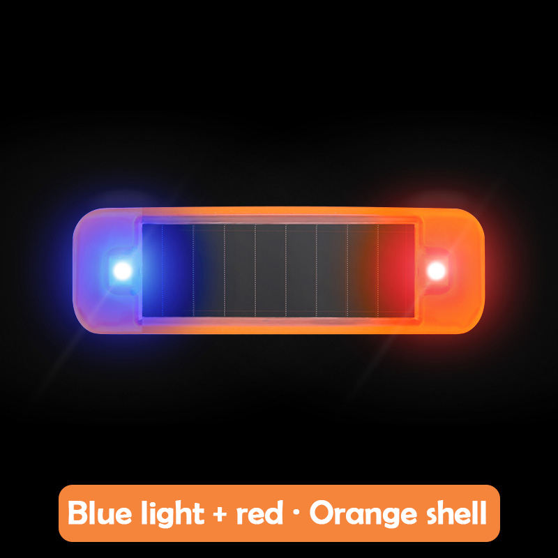 Mini led-autolampje op zonne-energie, waarschuwingslampje voor 's nachts, gesimuleerd alarm, draadloos antidiefstalwaarschuwingslampje, knipperend nep-alarmlampje: Kristalblauw