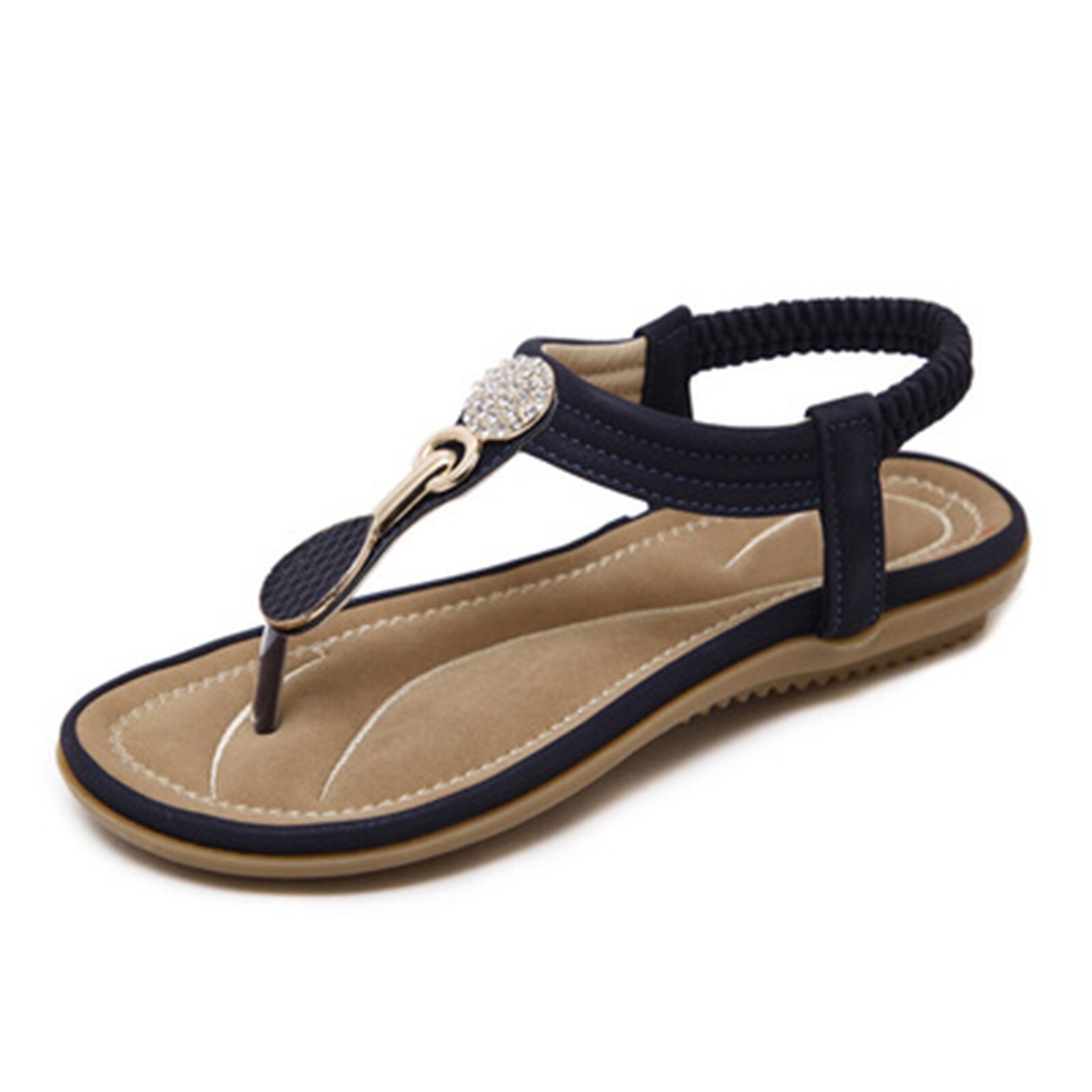 Femmes Sandales En Cristal de Bande Élastique Solide En Plein Air Pantoufles Sandales Chaussures Décontractées Chaussures De Plage Босоножки Женские D4