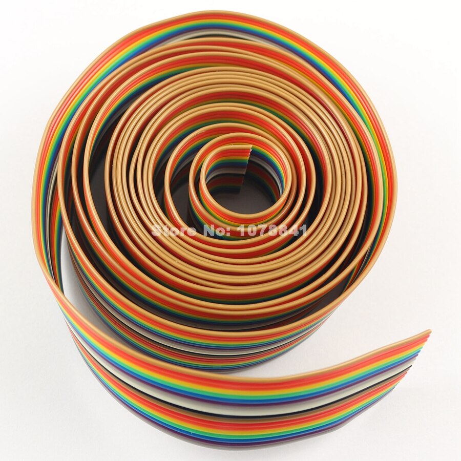 2M Meter / 6.6FT 1.27Mm Pitch 18 Manier Draad Dirigent Regenboog Kleur Idc Bandkabel Voor 2.54mm Fc Connector