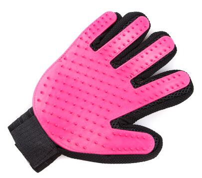 Guante de silicona para quitar el pelo de perro, peine de uso suave para mascotas, guantes para aseo, peine de limpieza para el cabello, proveedor eficiente de mascotas para masaje: rose / Right Hand