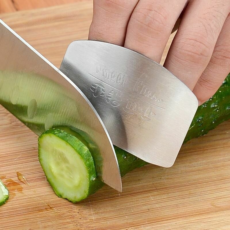 Rustfrit stål fingre håndbeskytter kniv hugge skåret i skive sikker skærm skjold køkken tilbehør køkken kogeværktøj