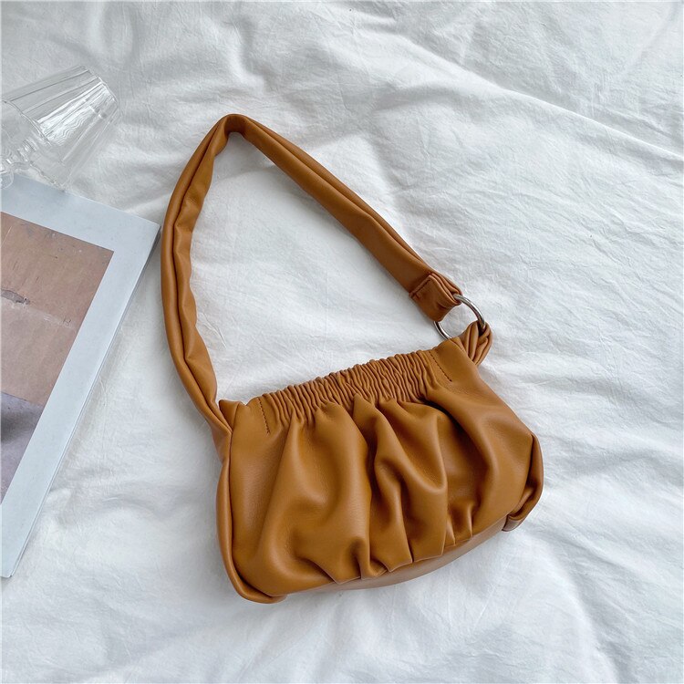 falten Wolke Totes Taschen für Frauen Unterarm Tasche PU Leder Frauen Handtaschen Abend Kupplung Geldbörsen Dame Knödel Handtaschen Neue: braun