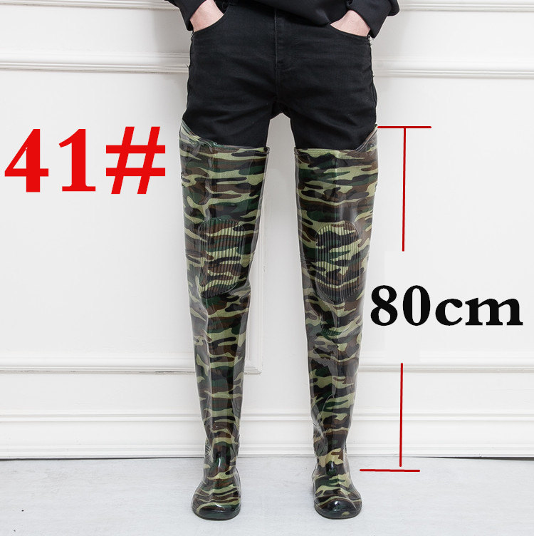 Saut en hauteur 80cm Camouflage bottes de pêche 0.55mm PVC intégré sans couture combinaison bottes de pêche respirant bottes de pêche: 41
