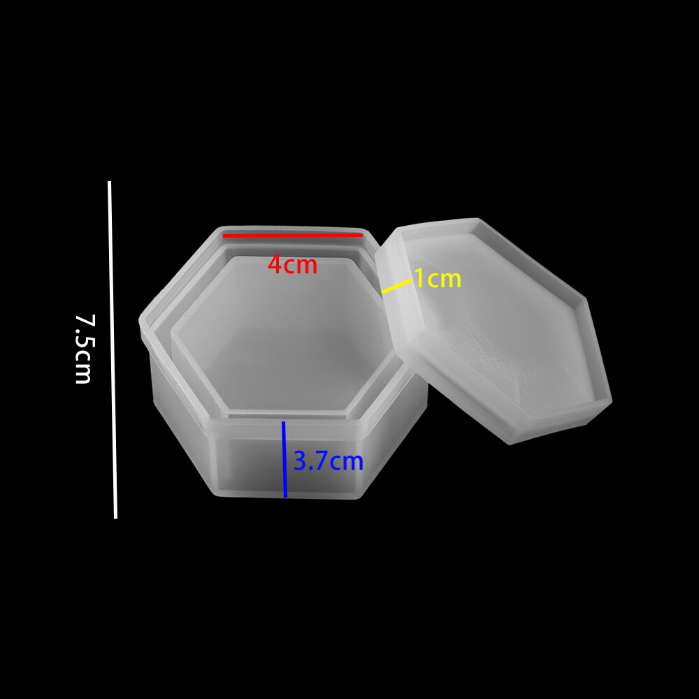 Caja de almacenamiento redonda de corazón, moldes de silicona cuadrados de cristal, molde de resina epoxi, caja de baratijas para manualidades DIY, herramientas de almacenamiento para fabricación de joyas: 3