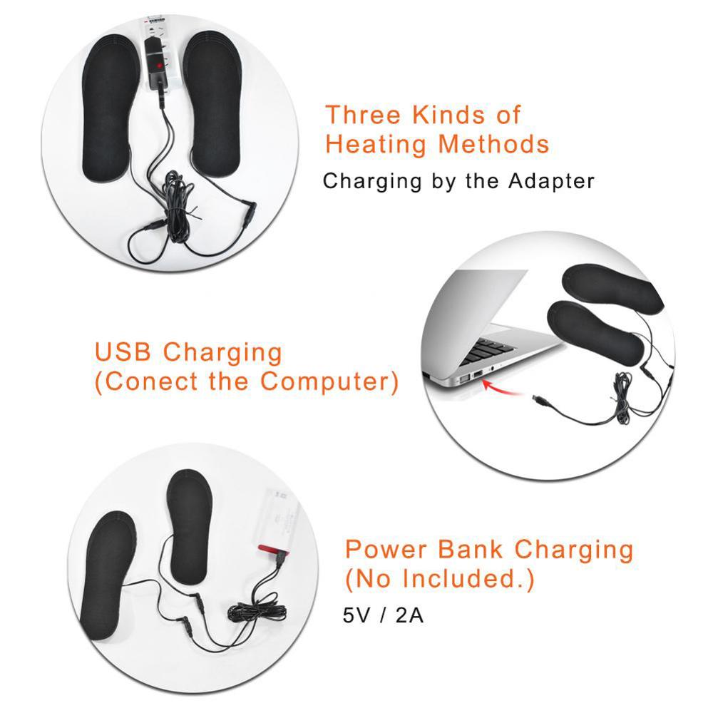 1 Paar Usb Verwarmde Schoen Comfortabele Soft Lint Elektrische Verwarmde Inlegzolen Winter Outdoor Sport Voeten Warming Inlegzolen Wasbare