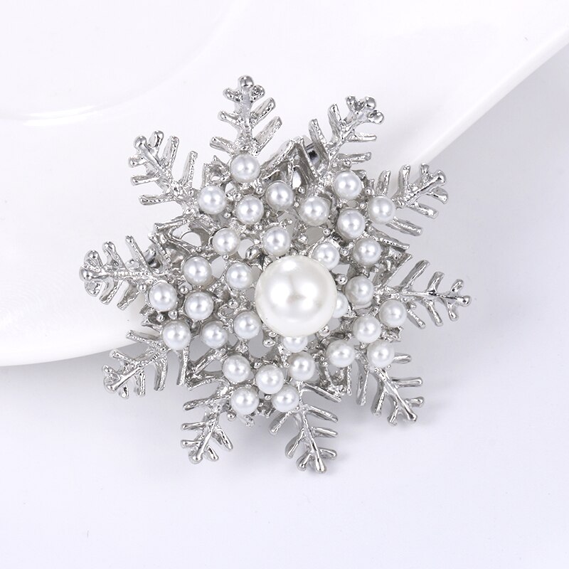 Baiduqiandu gesimuleerde parel sneeuwvlok broche pins voor vrouwen in goud of zilver kleur xd8856