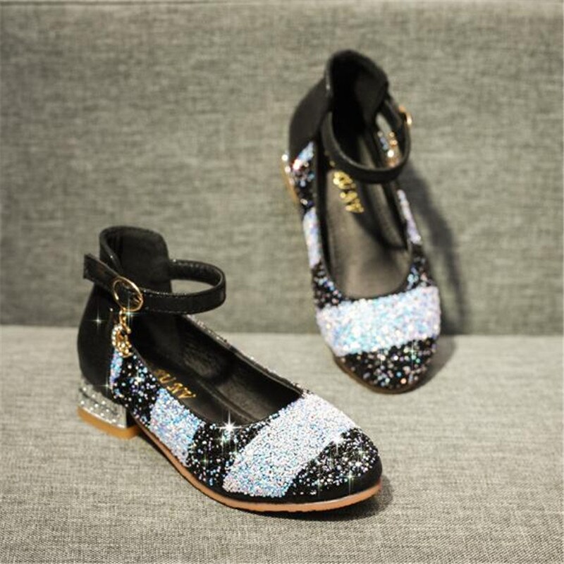 Zapatos de tacón alto transpirables para niñas, calzado de cuero para y baile, para primavera y otoño, 041