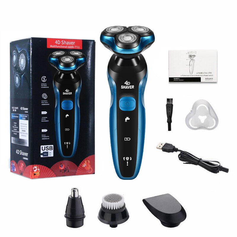 3D Floating Electric Shaver Washable Men Razor USB Charging Beard Trimmer 110V/220V Shaving Machine 41: 4 in 1 set