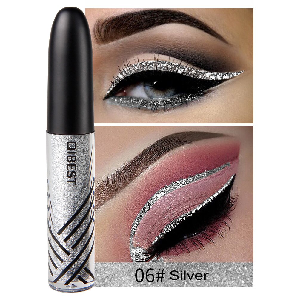 13 farver vandtæt flydende eyeliner glitter langtidsholdbar makeup eyeliner guld rød blå hvid eyeliner skinnende eyeliner: 06
