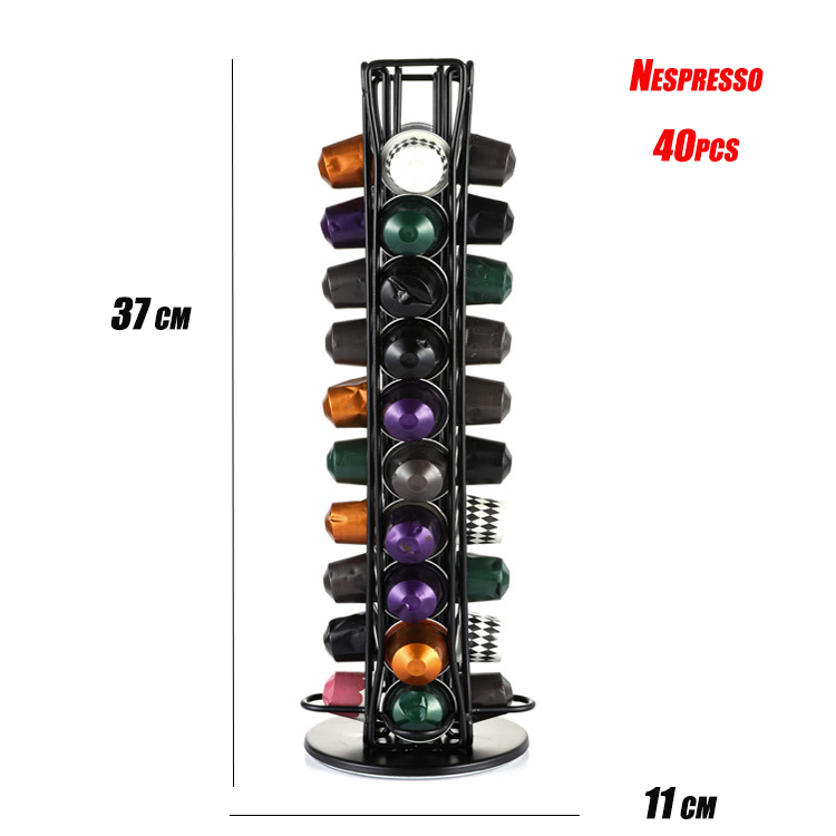 Dolce Gusto Koffie Capsule Rack Houder Organizer Voor 24/32 Pods 360 Draaibare Standaard Koffie Station Voor Keuken Of Kantoor: 40 Nespresso Black