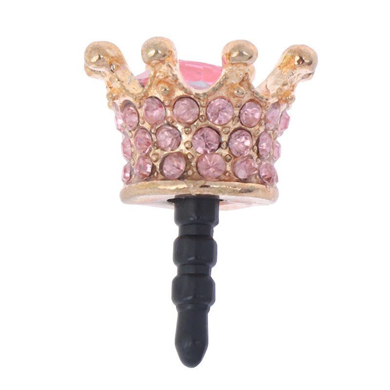 3.5mm Crown Diamond Anti-Dust Plug Telefoon Anti Dust Plug Audio Oortelefoon Hoofdtelefoon Plug: rose red