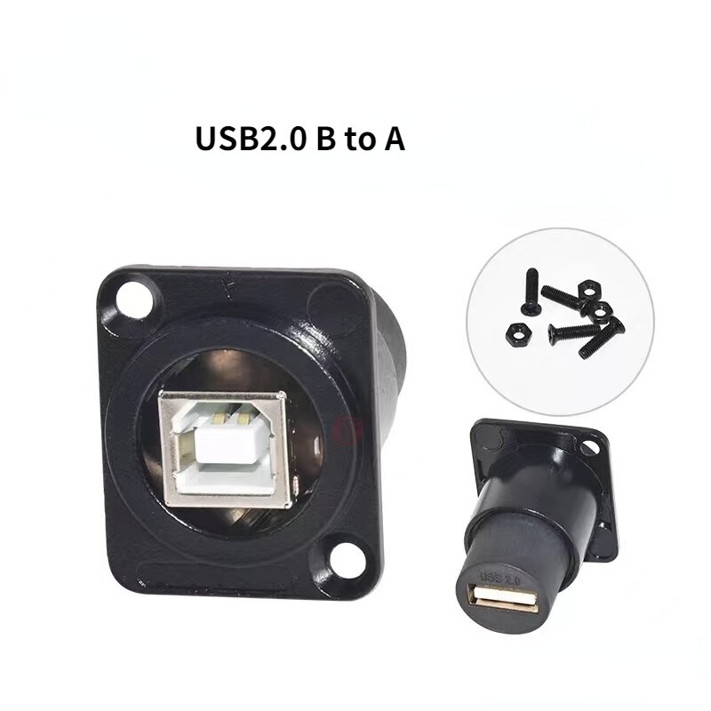 High qualityType D USB2.0 docking module Printer port A to port B USB3.0 Fixed female socket signal extension panel Dual Channel: black USB2.0 B to A