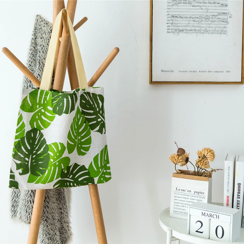 Dames Meisjes Casual Canvas Schoudertassen Populaire Katoen Linnen Milieu Dames Boodschappentassen: D