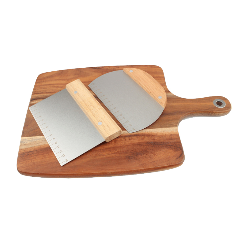 Raspador de plancha Chopper, ideal como cortador de masa para masa de pan y Pizza, multiusos, mango de madera, 2 piezas